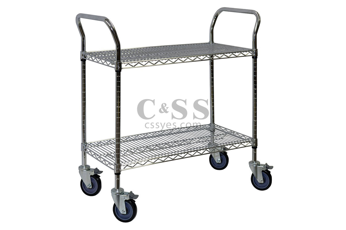 Mobile Wire Cart with 2 Shelf Levels 12