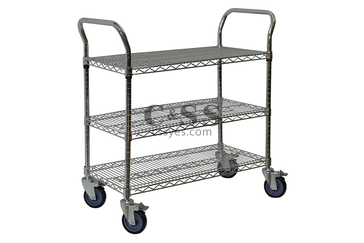 Mobile Wire Cart with 3 Shelf Levels 12