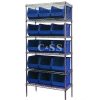 Stationary Wire Shelving with Stackable Bin Storage