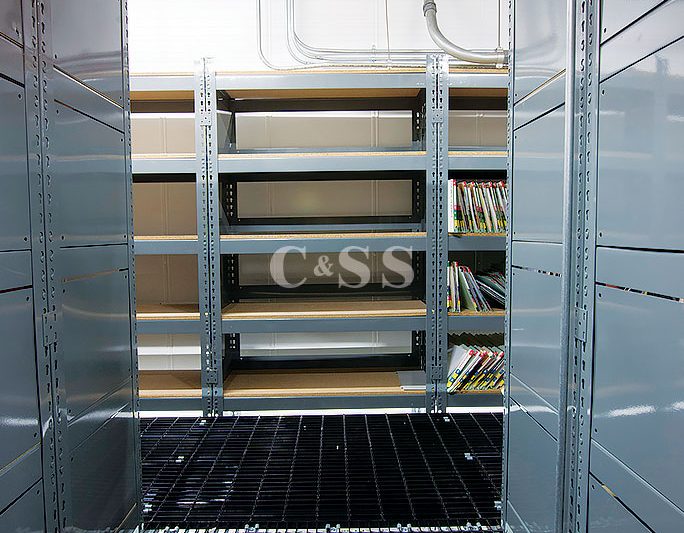 In Rack Sprinklers And Lighting Protects Record Storage