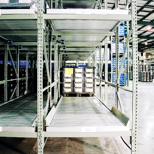 Full And Split Roller Pallet Flow Racking For Fire Safety Full And Split Roller Pallet Flow Racking For Fire Safety