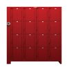 Heavy Duty Access Control Locker With 16 Solid Doors in Red