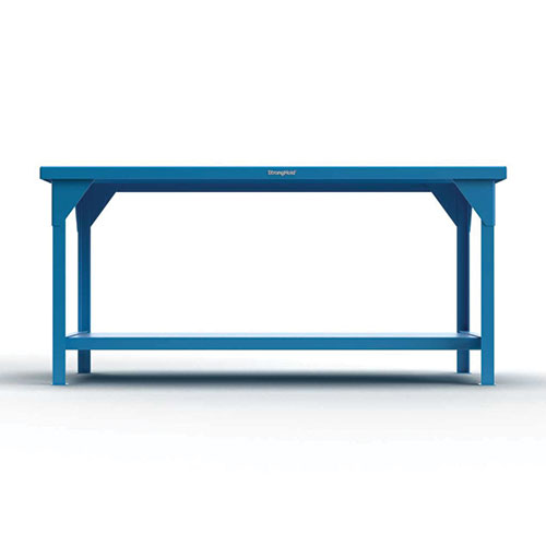 Light-Blue-Heavy-Duty-7-Gauge-Shop-Table-with-1-Shelf